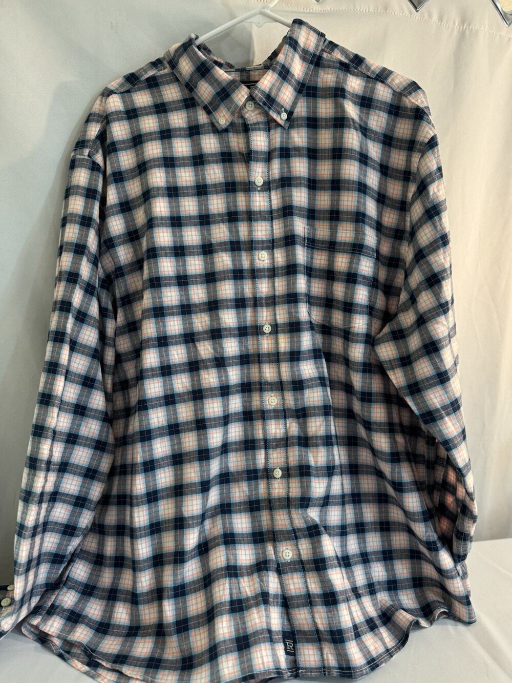 RYE Hawker Button Down Shirt Mens XXL Short Teal Navy Plaid Slim Fit Outdoor 17
